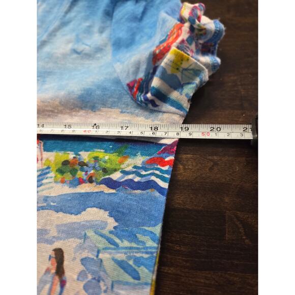 Ellen Negley Small Pool Scene Art Sol Tropical Blouse Shirt Beach Resort - Picture 8 of 8